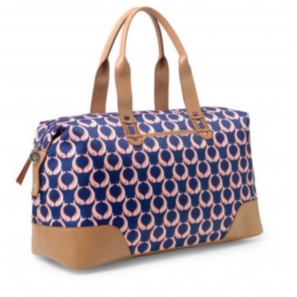NWT Stella & Dot The Jet Set Weekender Travel Bag Fish Print Vacay Pisces Large